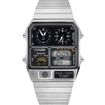 Reloj para hombre Citizen Reproducción Modelo Analógico Cronógrafo digital Acero inoxidable Esfera negra Cuarzo JG2101-78E