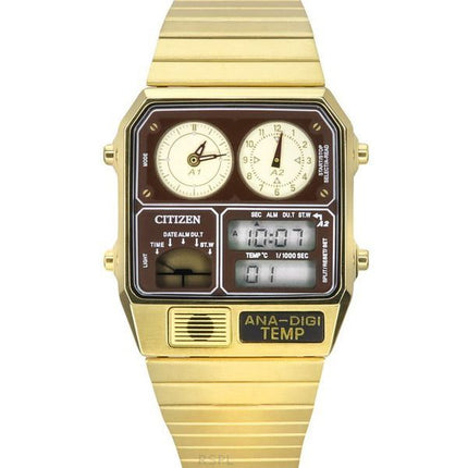Citizen Reproducción Modelo Analógico Cronógrafo digital Tono dorado Acero inoxidable Esfera marrón Cuarzo JG2103-72X Reloj para