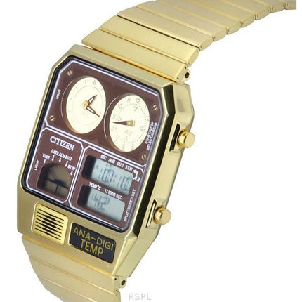 Citizen Reproducción Modelo Analógico Cronógrafo digital Tono dorado Acero inoxidable Esfera marrón Cuarzo JG2103-72X Reloj para