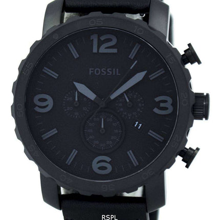 Fossil Nate Chronograph negro ion chapado en cuero JR1354 reloj de los hombres