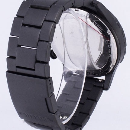 Fósiles reloj Nate Chronograph Dial negro negro Ion-plateada JR1401 hombres