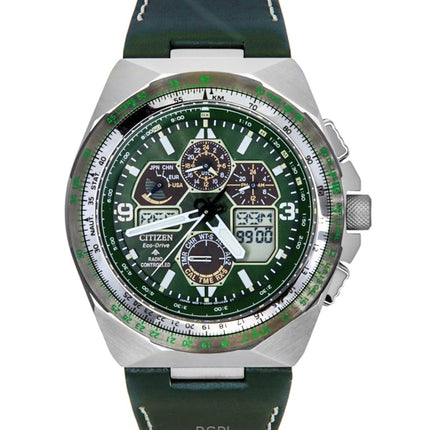 Reloj Citizen Promaster Skyhawk AT con calendario perpetuo, cronógrafo, esfera verde, Eco-Drive, para buceo, 200 m, JY8147-01X, para hombre