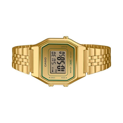 Reloj Casio Vintage Digital con pulsera de acero inoxidable en tono dorado, cuarzo LA680WEGV-9A para mujer
