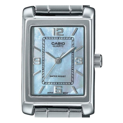 Reloj Casio Standard analógico de acero inoxidable con esfera de nácar y cuarzo LTP-1234DS-2A para mujer