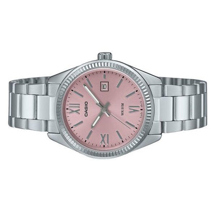 Reloj Casio Standard analógico de acero inoxidable con esfera rosa y cuarzo LTP-1302DD-4A1V para mujer