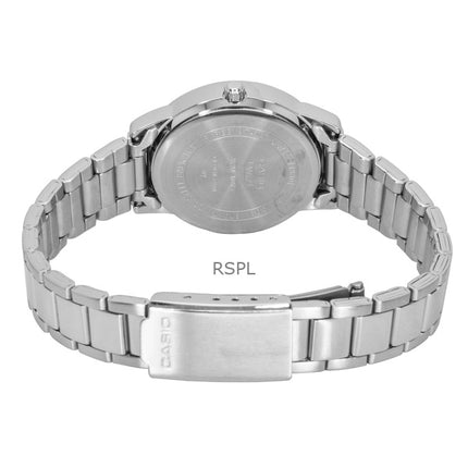 Reloj Casio analógico de acero inoxidable con esfera negra y cuarzo LTP-1303DD-1AV para mujer