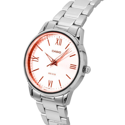 Reloj Casio analógico de acero inoxidable con esfera azul menta y mecanismo de cuarzo LTP-1303DD-2AV para mujer