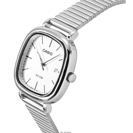 Reloj Casio Standard analógico de acero inoxidable con esfera plateada de cuarzo LTP-B166D-7AV para mujer