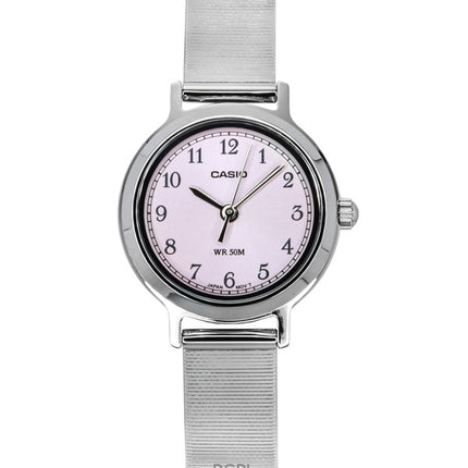 Reloj Casio Standard analógico de acero inoxidable con esfera rosa de cuarzo LTP-B170D-4BV para mujer