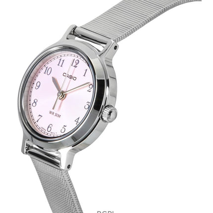 Reloj Casio Standard analógico de acero inoxidable con esfera rosa de cuarzo LTP-B170D-4BV para mujer