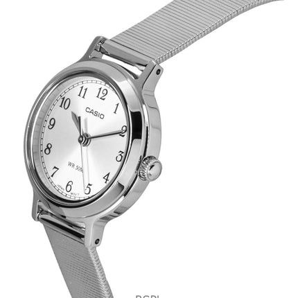 Reloj Casio Standard analógico de acero inoxidable con esfera plateada de cuarzo LTP-B170D-7BV para mujer
