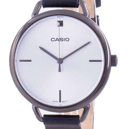 Reloj Casio plateado con correa de cuero y cuarzo LTP-E415GRL-1C LTPE415GRL-1C para mujer