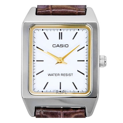 Reloj Casio LTP-V007L-7E2 de cuarzo con esfera blanca y correa de cuero analógica estándar para mujer