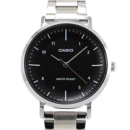 Reloj Casio Standard analógico de acero inoxidable con esfera negra y cuarzo LTP-VT03D-1B para mujer