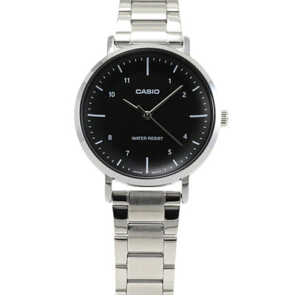 Reloj Casio Standard analógico de acero inoxidable con esfera negra y cuarzo LTP-VT03D-1B para mujer