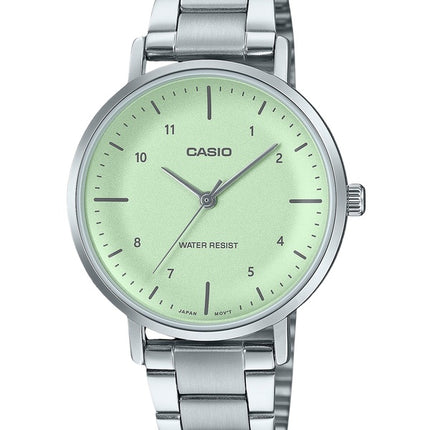 Reloj Casio Standard analógico de acero inoxidable con esfera verde menta y cuarzo LTP-VT03D-3B para mujer