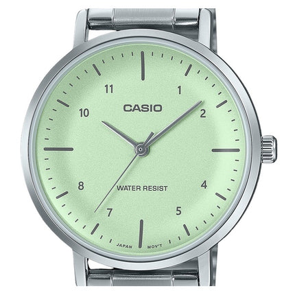 Reloj Casio Standard analógico de acero inoxidable con esfera verde menta y cuarzo LTP-VT03D-3B para mujer