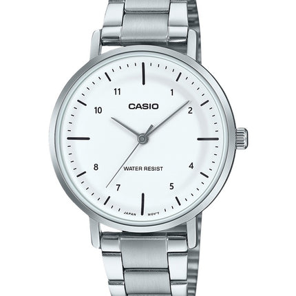 Reloj Casio Standard analógico de acero inoxidable con esfera blanca de cuarzo LTP-VT03D-7B para mujer