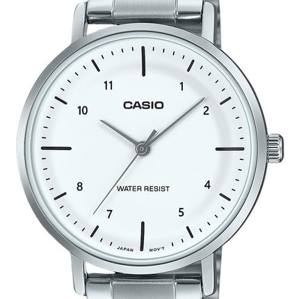 Reloj Casio Standard analógico de acero inoxidable con esfera blanca de cuarzo LTP-VT03D-7B para mujer