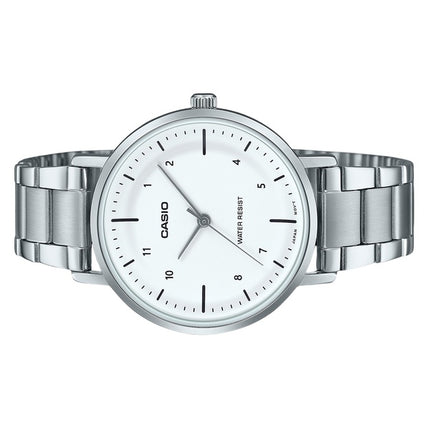 Reloj Casio Standard analógico de acero inoxidable con esfera blanca de cuarzo LTP-VT03D-7B para mujer