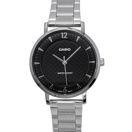 Reloj Casio Standard analógico de acero inoxidable con esfera negra y cuarzo LTP-VT04D-1A para mujer
