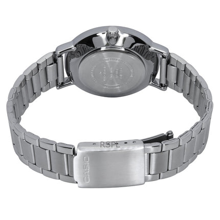 Reloj Casio Standard analógico de acero inoxidable con esfera negra y cuarzo LTP-VT04D-1A para mujer