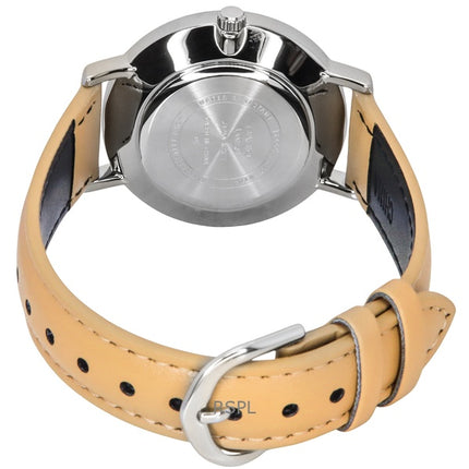 Reloj Casio Standard analógico de cuarzo con correa de cuero y esfera color crema LTP-VT04L-7A1 para mujer