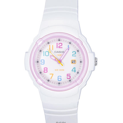 Reloj analógico Casio LX-800H-7A1V de cuarzo con correa de resina de base biológica y esfera blanca, 100 m, para mujer