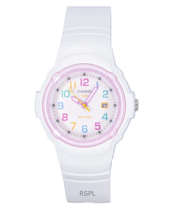 Reloj analógico Casio LX-800H-7A1V de cuarzo con correa de resina de base biológica y esfera blanca, 100 m, para mujer