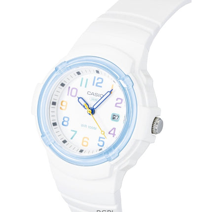 Reloj analógico Casio LX-800H-7A2V de cuarzo con correa de resina de base biológica y esfera blanca, 100 m, para mujer