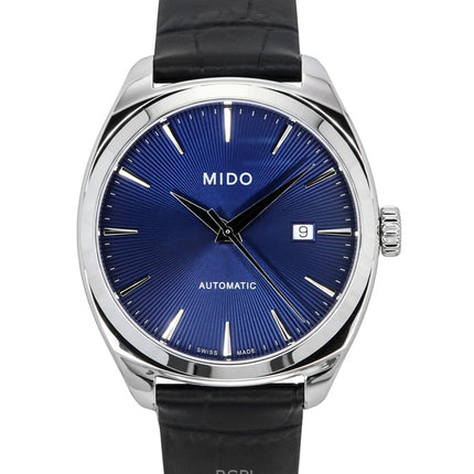 Reloj Mido Belluna Royal Gent con correa de piel negra y esfera azul, automático, M024.507.16.041.00 para hombre