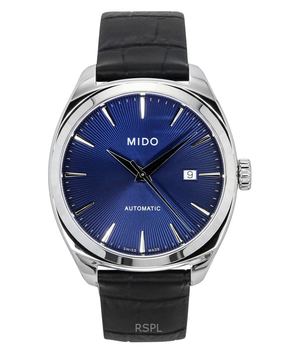 Reloj Mido Belluna Royal Gent con correa de piel negra y esfera azul, automático, M024.507.16.041.00 para hombre