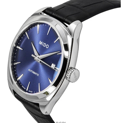 Reloj Mido Belluna Royal Gent con correa de piel negra y esfera azul, automático, M024.507.16.041.00 para hombre