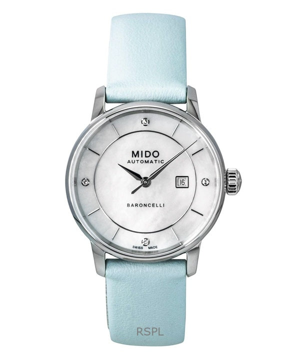 Reloj Mido Baroncelli Edición Especial Diamante Esfera NAP Automático M037.207.16.106.00 para mujer con correas adicionales
