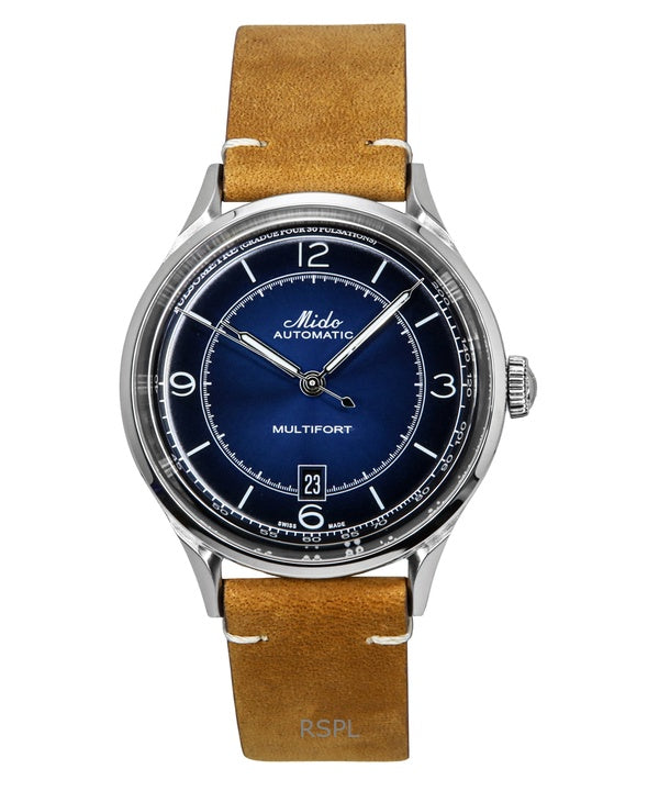 Reloj Mido Multifort Patrimony automático con correa de piel y esfera azul M040.407.16.040.00 para hombre