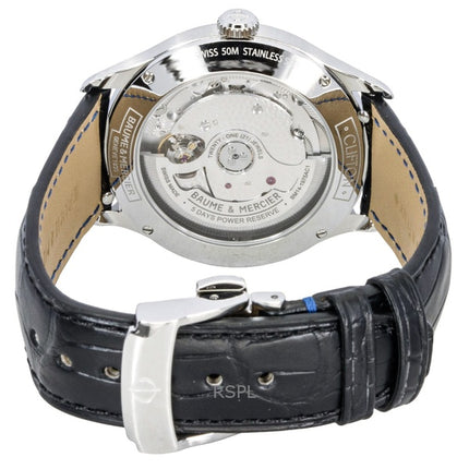 Reloj Baume &amp; Mercier Clifton para hombre, automático, con correa de piel, fase lunar y esfera negra (M0A10758).