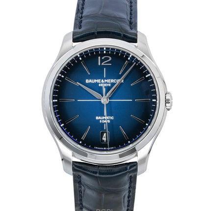 Reloj Baume &amp; Mercier Clifton para hombre, automático, con correa de piel y esfera azul (M0A10771).