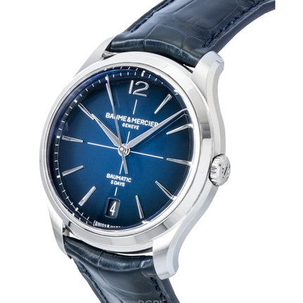 Reloj Baume &amp; Mercier Clifton para hombre, automático, con correa de piel y esfera azul (M0A10771).