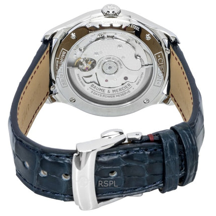 Reloj Baume &amp; Mercier Clifton para hombre, automático, con correa de piel y esfera azul (M0A10771).