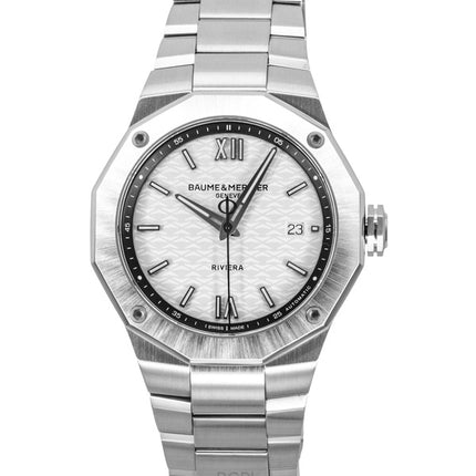 Reloj Baume &amp; Mercier Riviera M0A10829 para hombre, automático, de acero inoxidable, esfera plateada, resistente al agua hasta 100 m.