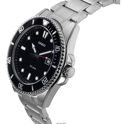 Reloj Casio analógico estándar de acero inoxidable con esfera negra y cuarzo MDV-107D-1A1 200M para hombre