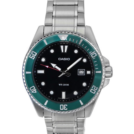 Reloj Casio analÃ³gico estÃ¡ndar de acero inoxidable con esfera negra y cuarzo MDV-107D-3 200M para hombre