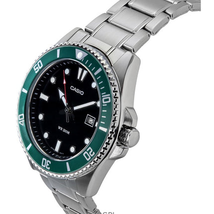 Reloj Casio analÃ³gico estÃ¡ndar de acero inoxidable con esfera negra y cuarzo MDV-107D-3 200M para hombre