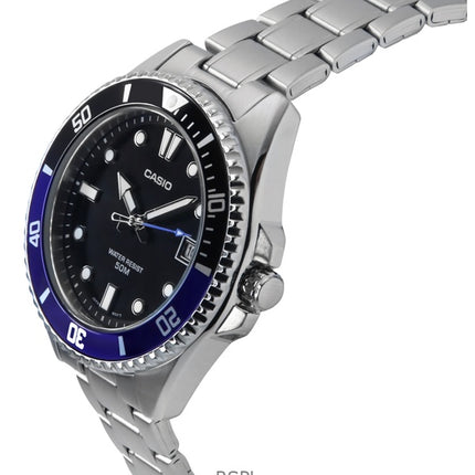 Reloj Casio MDV-10D-1A2 analÃ³gico estÃ¡ndar de acero inoxidable con esfera negra y cuarzo para hombre