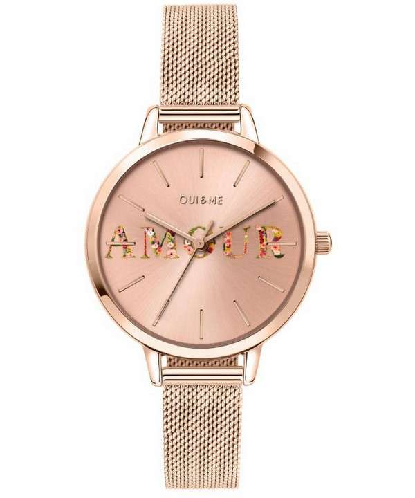 Oui &amp, Me Fleurette Rose Gold Tone Reloj de cuarzo de acero inoxidable ME010043 para mujer