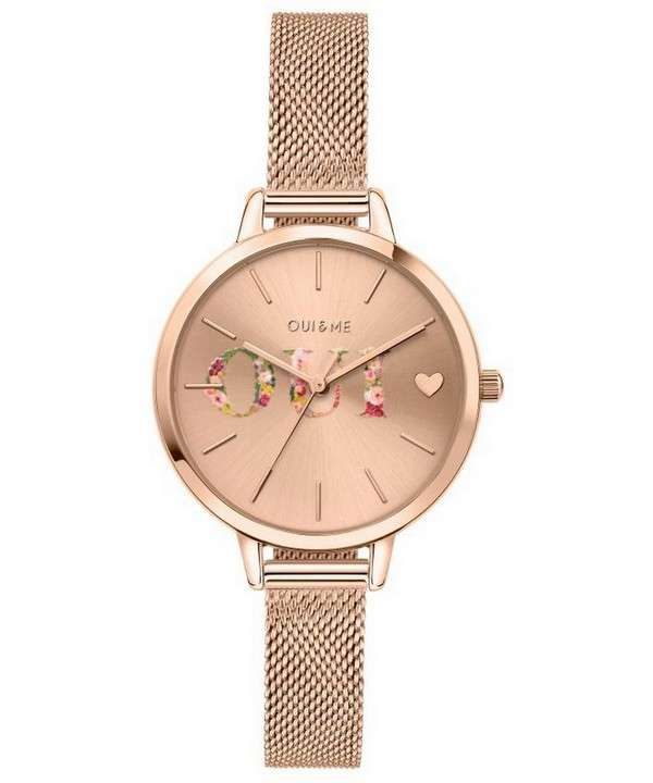 Oui &amp, Me Petite Fleurette Reloj de cuarzo de acero inoxidable en tono dorado rosa ME010044 para mujer