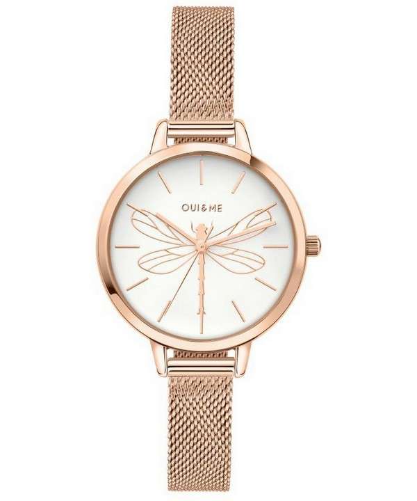 Oui &amp, Me Petite Amourette, esfera blanca, tono dorado rosa, acero inoxidable, cuarzo, ME010046, reloj para mujer