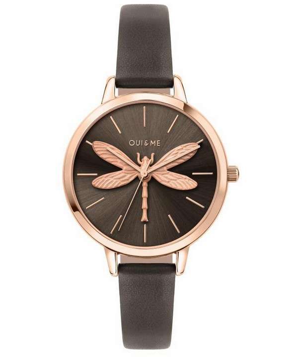 Oui &amp, Me Amourette Grey Sunray Dial Leather Strap Quartz ME010074 Reloj para mujer