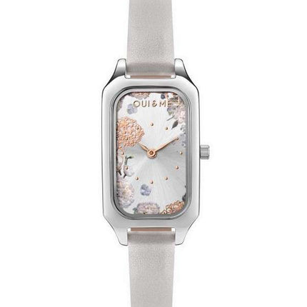 Oui &amp, Me Finette Silver Sunray Dial Correa de cuero de cuarzo ME010121 Reloj para mujer