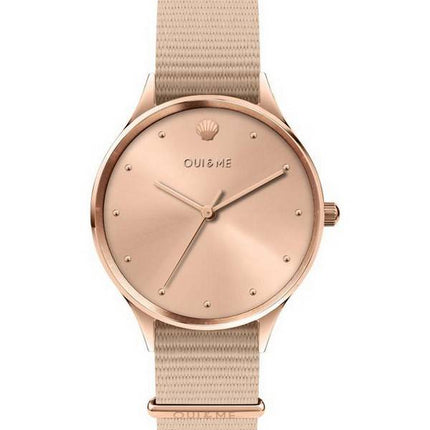 Oui &  Me Petite Bichette Rose Gold Sunray Dial Correa de nailon Cuarzo ME010199 Reloj para mujer